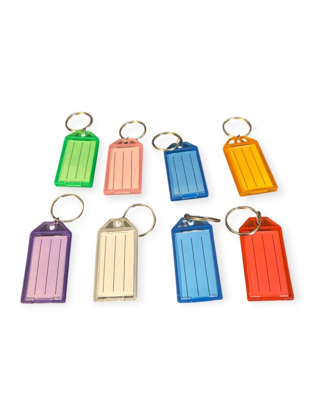 Colorful Key ID Tags Label Holder Keychains (Set of 8) NWOT